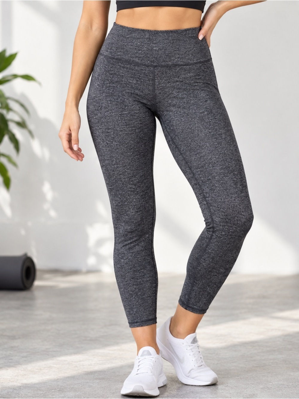 Lululemon Wunder Under Hi-Rise 7/8 Tight 25" Brushed Luon Heathered Black Size 4